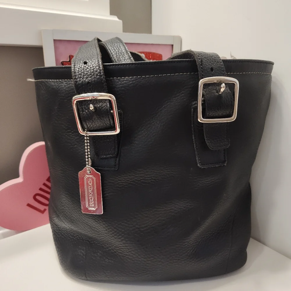 🖤Rare Vintage 90's Coach Hamilton Milbrook Pebbled Leather Shoulder Tote #9600 - Picture 14 of 16